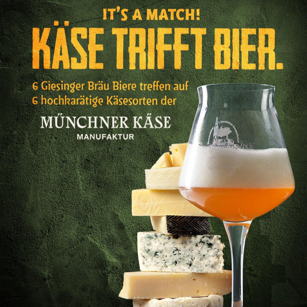 Kaese und ein gefuelltes Giesinger Bierglas